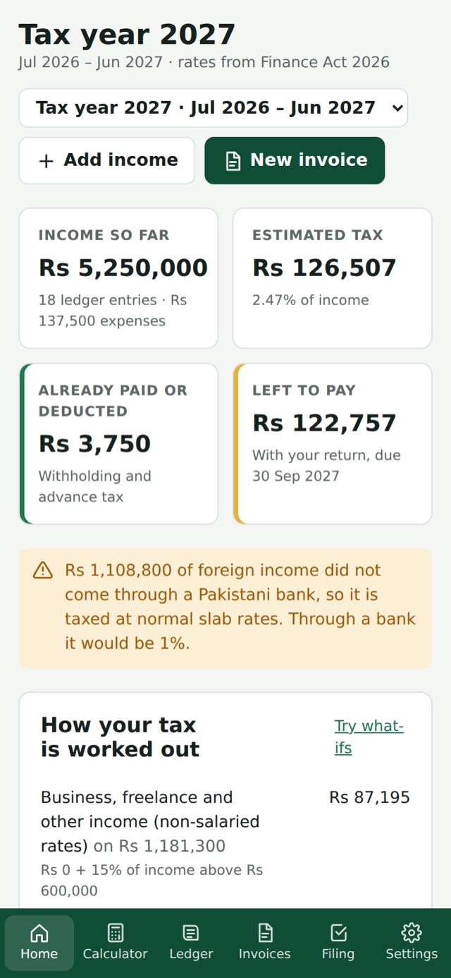 The tax year on a phone